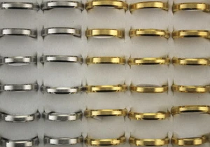 50pcs Wholesale Lots Mens 2color Mixed Jewelry 4MM Width Stainless Steel Rings - Picture 1 of 10