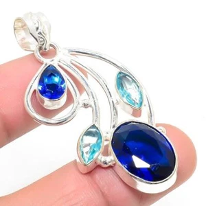 Colgante de plata de ley 925 hecho a mano con piedras preciosas de... - Imagen 1 de 1