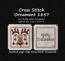 1857 Christmas Moose Finished Cross Stitch Ornament