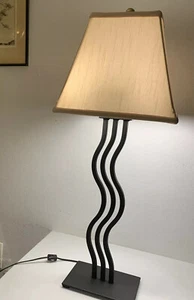 Postmodern Memphis Style Black WAVE WIGGLE LAMP by Alsy 1980s VINTAGE With SHADE - Picture 1 of 12