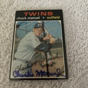Charlie Manuel Hand Signed 1971 Topps Baseball Card #744 Minnesota Autograph