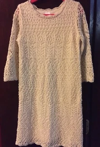 NWOT Cat & Jack Winter White Lace Sweater A-Line Lined Knit Dress S 6/6X Holiday - Picture 1 of 10