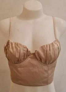 SHEIN Satin Top Size M Cami Crop Adjustable Straps Criss Cross Back - Picture 1 of 7