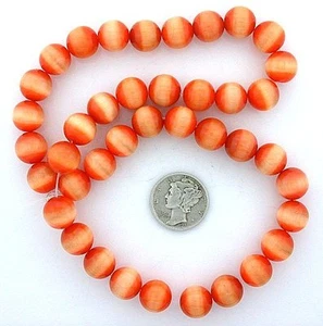 TWO Strand 10mm Round Orange Round Fiber Optic Bead CLOSEOUT CLEARANCE fobsc11 - Picture 1 of 1