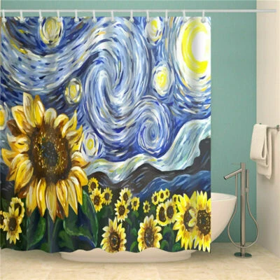 Oil Painting Sunflower Shower Curtain Modern Art Fabric Bathroom Decor 72 Inches - Image 1 of 4