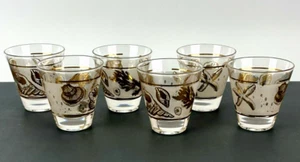 Juego de 6 vasos vintage de doble chupito de 3 oz esmerilados transparentes con conchas doradas - Imagen 1 de 12