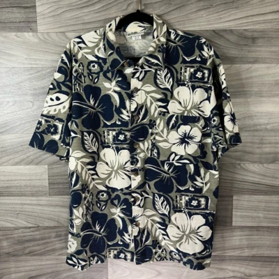 Point Zero Mens Hawaiian Shirt Green Floral Short Sleeve Spread Collar Pocket M - Image 1 of 4