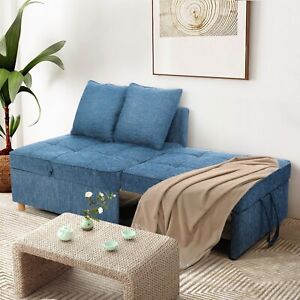 Convertible Sofa Bed 4-in-1 Sofa Bed 3-Seat Futon Sofa Linen Sleeper Bed Couch🎁