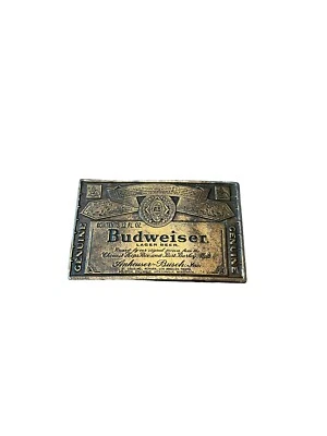 Budweiser Lager Beer Label Belt Buckle -- 3.75" x 2.25" - Image 1 of 2