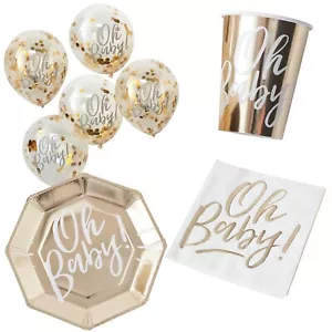 37 Teile Oh Baby Dekoset Baby Shower Party Teller Becher Servietten Luftballons - Bild 1 von 5