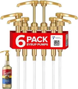 Torani Syrup Pump 6-Pack Gold, Coffee Syrup Pump Dispenser - Picture 1 of 10
