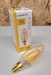 Ikea LUNNOM LED bulb E12 210 lumen, dimmable/chandelier brown clear glass NEW - Picture 1 of 4