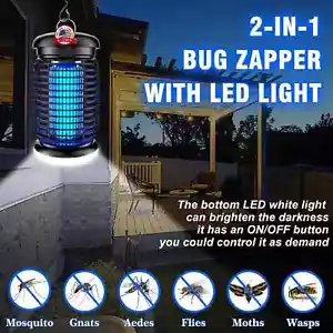 Bug Zapper Outdoor, Mosquito Zapper with LED Light, Fly Zapper Outdoor Indoor - Picture 1 of 7