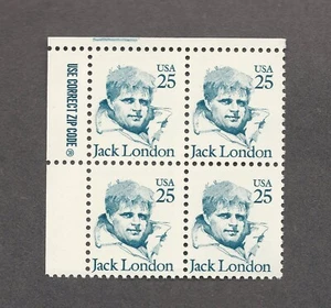 25 CENT JACK LONDON SCOTT # 2182 REISSVERSCHLUSSBLOCK VON 4 MINH 1988 BLAUE HISTORISCHE FIGUR - Bild 1 von 1