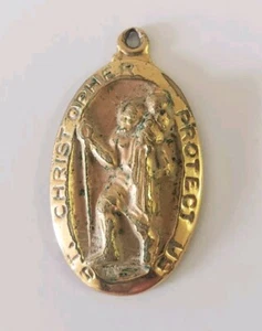 Vintage St Christopher Protection Pendant Estate Jewelry Charm - Picture 1 of 3