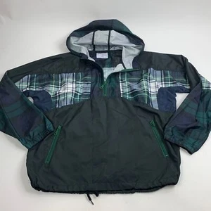 Urban Outfitters Plaid Quarter Zip hooded Windbreaker Jacket Size Large Pockets - Picture 1 of 12