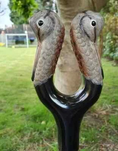 Wooden walking stick hand carved 2 face birds handmade wooden walking cane - Picture 1 of 2