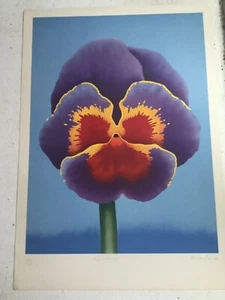 Adrian George Print Pychedelic 60s Signed Big Pansy Ltd Ed Kandya POP ART - Picture 1 of 4