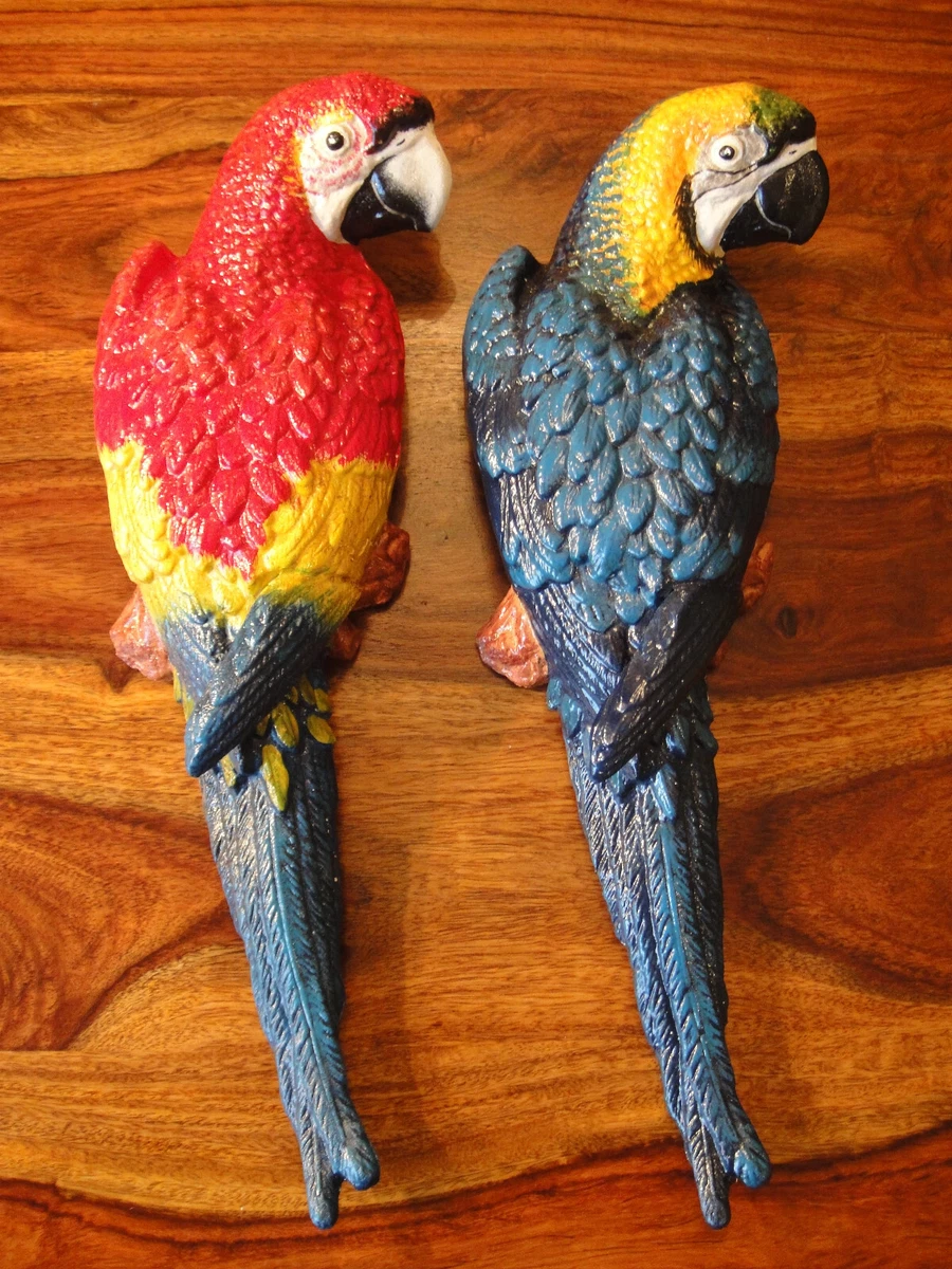 Papageien-Skulptur Aus Kunstharz – Blaue Deko-Statue, 34,6 Cm Hoch, Für Garten, Büro Oder Zuhause