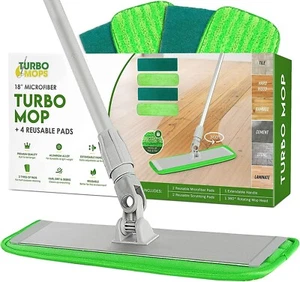 Turbo Microfiber Mop Floor Cleaning System - 18-inch Dust Mop with 4 Reusable Pa - Picture 1 of 6