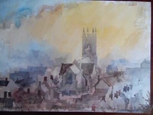 Townscape Sherbourne Michael Cadman ARCA Two Sided Watercolour + Sketch - Picture 1 of 7