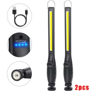 2pcs USB Rechargeable LED COB Work Inspection Light Magnetic Repair Lamp w Hook - Picture 1 of 21