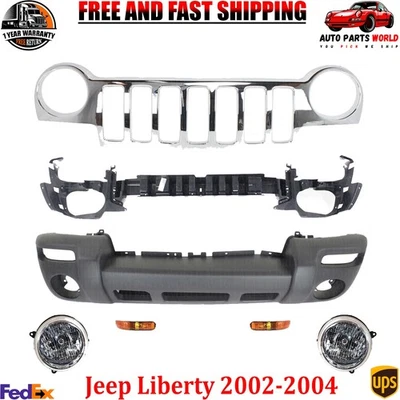 Комплект решетки в сборе для 02–03 Jeep Liberty крышка бампера фары парковочный фонарь - Изображение 1 из 4