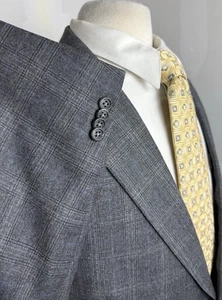 Hart Schaffner Marx Men’s Gray Glen Check Wool Sport Coat Blazer Jacket Sz 48 L - Picture 1 of 10