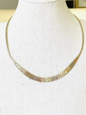 Collar tejido canasta oro 14k tricolor, 11g Foto 1 de 4