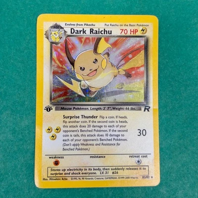 Pokemon Card - Team Rocket 83/82 - DARK RAICHU (holo-foil) *1st Edition* *NM/PL* - Image 1 of 2