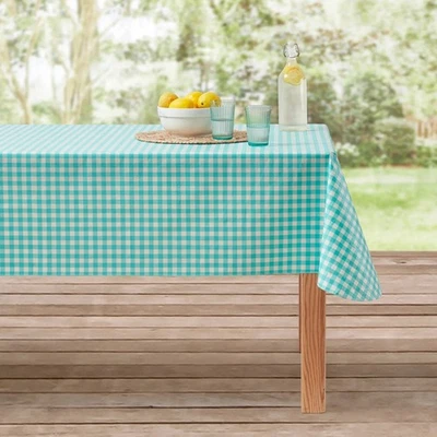 MAINSTAYS 60X84 IN PEVA TABLECLOTH GREEN CHECKERED GINGHAM [HDX3] - Image 1 of 4