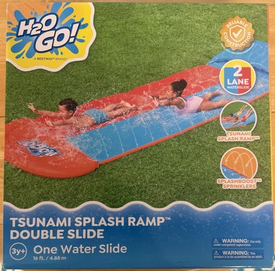Corrediça de água inflável H2OGO Tsunami Splash rampa dupla 16 pés (BH11) - Imagem 1 de 2