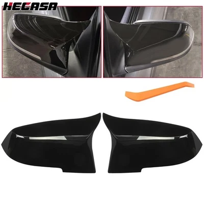 2x Gloss Black Side Mirror Cover Cap For BMW 3/4 SERIES F20 F21 F30 F32 F36 M3 - Image 1 of 4