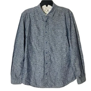 Nwot Diesel Blue Chambray Floral Pearl Snap Shirt Medium Western Long Sleeve - Picture 1 of 9