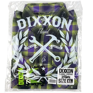DIXXON Flanellhemd "Rob Zombie" Herren XL neongrün & lila kariert Druckknopfband - Bild 1 von 15