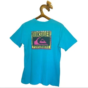 Quiksilver Teal Wave Graphic Short Sleeve Organic Cotton T-shirt size Large - Picture 1 of 8