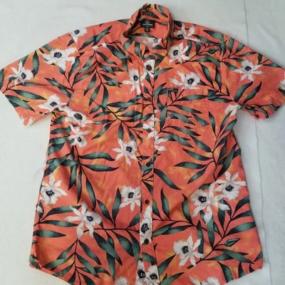 Volcom Men's XL Hawaiian Pink Floral All Over Print Short Sleeve Shirt Tropical - Image 1 of 4