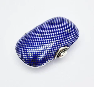 FINE VICTORIAN FRENCH SOLID SILVER & BLUE ENAMEL COIN PURSE c1880 - Picture 1 of 9