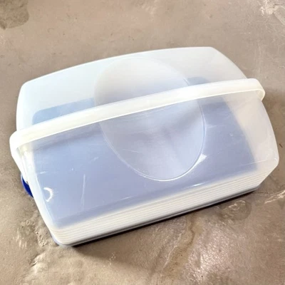 Tupperware Bake N Take Cake Cupcake Rectángulo Tomador Portador Azul Transparente en Excelente Condición Foto 1 de 4