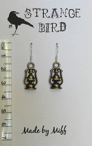 Bring me the light! earrings lantern oil lamp hurricane lamp funky weird - Picture 1 of 2