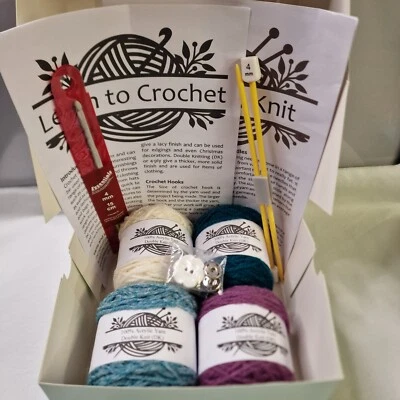 Chistmas Gift Learn To Knit & Crochet Beginners Starter Kit In Gift Box