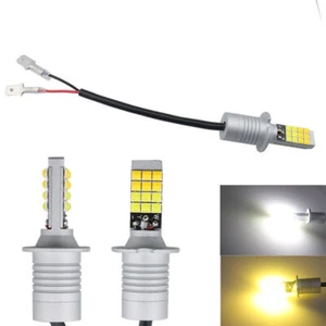 2x Golden Yellow+White H3 LED Fog Light Bulbs Xenon Switchback Bulbs DRL 12V-24V - Picture 1 of 12