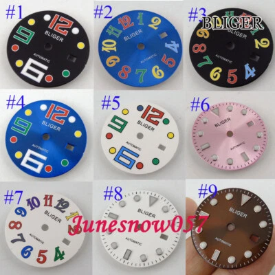 28,5 mm esfera de reloj BLIGER fecha ajuste DG2813 3804 MIYOTA 8215 8205 ETA 2836 reloj