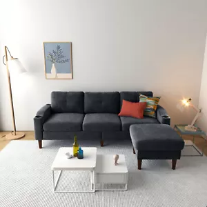 NEW Convertible Combo Sofa Sofa L-Shaped Sofa with Storage Cabinet Footstool,Liv - Picture 1 of 13