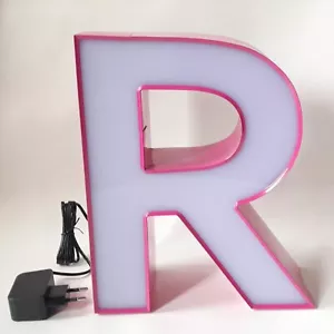 Leuchtbuchstabe "R" 27 cm pink mit LED + Netzteil betriebsbereit rosa magenta - Bild 1 von 6