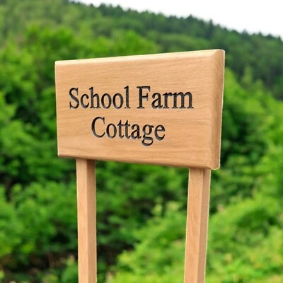 Personalised Sign,Custom Oak House Sign,Outdoor Wooden Name Plaque with 2 stakes - Image 1 of 4