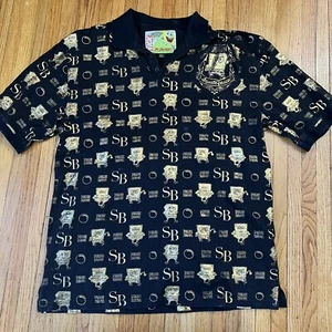 JH Design Spongebob black Gold Polo Sz XXL  Shirt Nickelodeon All Over Print - Picture 1 of 6