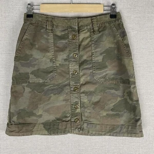 Falda Anthropologie Mujer 8 Verde Camuflada Utilidad Mini Falda Botón Mosca Informal - Imagen 1 de 6