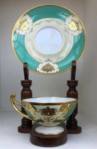 QUALITY BOHEMIAN GILDED PORCELAIN CABINET CUP & SAUCER KARLOVY VARY. - Picture 1 of 3