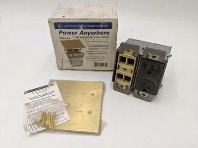 Lew SWB-4-PQ Electric Fittings Recessed Brass Floor Plate w/ Box Data Port Cover